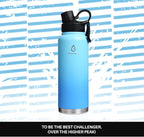 Modern Water Bottle with Straw Lid Dustproof, 3 Lids Vacuum Insulated Stainless Steel Metal Thermos, Reusable Leak Proof BPA-Free Flask for Gym, Travel, Sports-40 Oz Gradient Blue