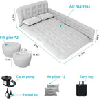 ISWEES Car Bed SUV Air Mattress, Car Air Mattress with Electric Pump, 2 Inflatable Pillows and 2 Footrests for Back Seat, Side Seat,Trunk Sleeping, Thickened Camping Bed - Grey