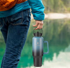 40 oz Tumbler with Handle and Straw or Convert to 40 oz Insulated Water Bottle Fits in Cup Holder. Stainless Steel Metal Water Flask with 2 Lids for Travel,Camping,Gym Sports Coffee Mug Thermal Cup