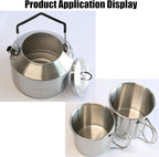 1.5L Stainless Steel Camping Kettle - Portable Durable Open Fire Kettle for Camping, Bushcraft, and Emergency Use - Fast Boiling, Heat Retention, Campfire Safe (1.5L)