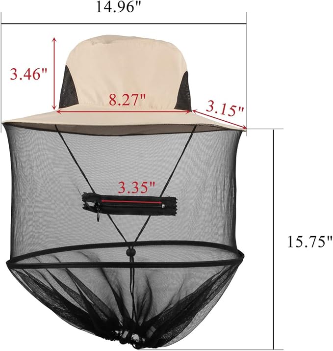 CozyCabin Mosquito Head Net Hat with Removable Mesh Hidden Netting, Design for Outdoor Fishing Gardening