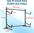 Kayak Storage Rack, Heavy Duty Freestanding Kayak Rack for Garage and Outdoor Storage, Kayak Stand Adjustable for Kayak, Canoe, Surfboard and Paddle Board