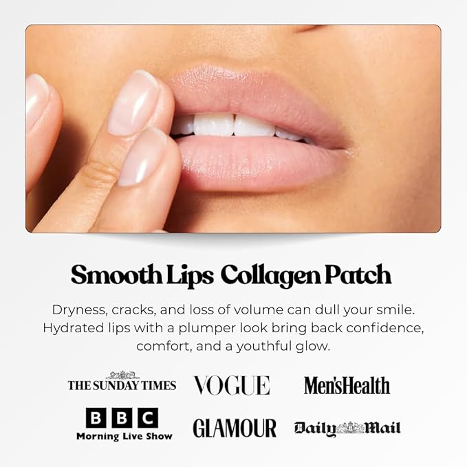 The Patch Collection® – Lips Ultimate Collagen Lip Care Patch | Hyaluronic Acid, Collagen, Strawberry Extract, Irish Moss (Pack of 3)