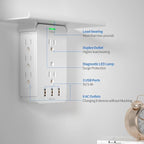 Power Charger Shelf-CFMASTER 11 Port Surge Protector Wall Outlet, 8 Electrical Outlet Extenders and 3 USB Ports 3.4A, with Removable Built-in Shelf and LED Indicator, FCC Listed, White