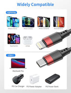 Lightning to USB C Cord Coiled, 2 Pack USB Type C to Lightning Cable PD Fast Charging Retractable USBC to Lightning Cable for iPhone 14 13 12 11 Pro Max Mini 10 8 7 Plus XR XS SE, AirPods, Car