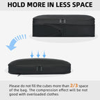 BAGAIL 4 Set/6 Set/8 Set Compression Packing Cubes Travel Accessories Expandable Packing Organizers (Square Mesh, 06-Black)