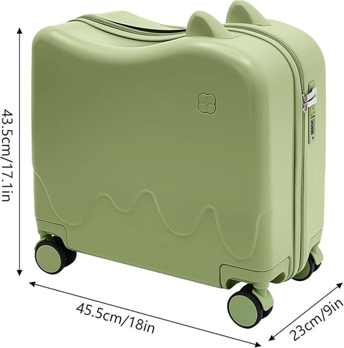 18" Kids Ride-On Suitcase,Children's Carry On Luggage Case,Rolling Luggage With Lock,Travel Trolley Case for Short Trips,School Trips,Outings (Olive green)