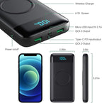 Wireless Portable Charger 30,800mAh 15W Wireless Charging 25W PD QC4.0 Fast Charging Smart LCD Display USB-C Power Bank, 4 Output External Battery Pack Compatible with iPhone 16/15/14/13, Samsung etc