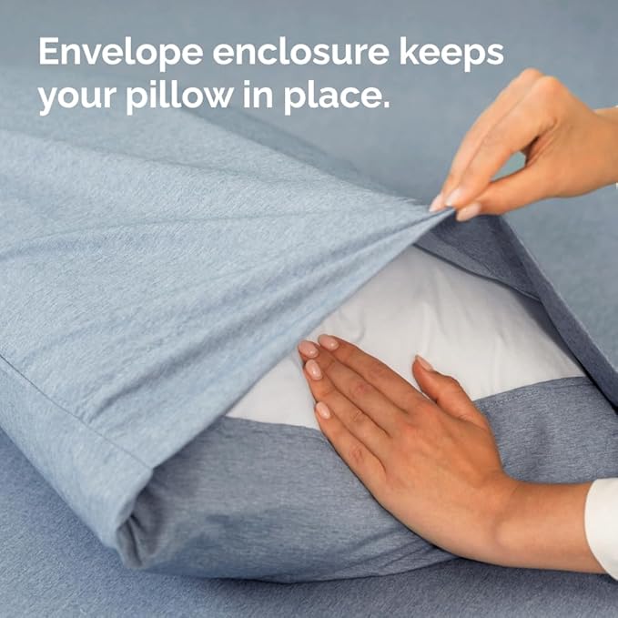Pillowcases - Ultra Soft Hotel Quality Pillowcase Covers - Comfy, Cozy & Wrinkle Free - Shrinkage and Fade Resistant - Machine Washable Pillow Protectors - (Queen, Heathered Blue, 4 Piece Set)