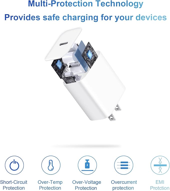iPhone 14 13 12 Charger Fast Charging 20W PD USB C Wall Charger with 6FT Fast Charging Cable Compatible iPhone 14/13/12/11/Pro/Pro Max/Mini/Xs Max/XR/X, iPad