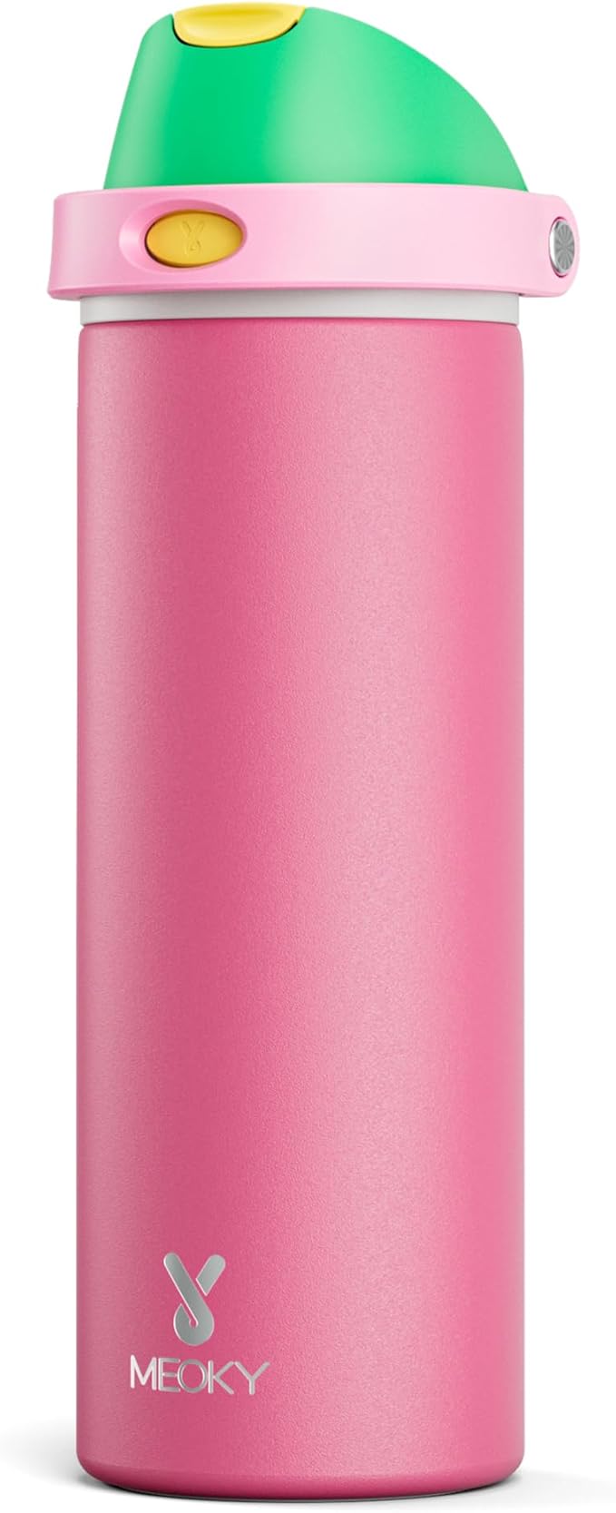 24 oz Insulated Water Bottle for Women: Meoky Stainless Steel Water Bottle with 2-in-1 Straw and Spout Lid - Leak Proof, Cold for 24 Hours, Fits in Car Cup Holder, BPA-Free for Sports Travel, Ruby