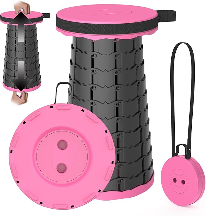 2025 Upgraded Portable Folding Stool, Collapsible Stools, 440lbs Max Weight, Lightweight But Sturdy, Telescoping Foldable Camping Stool for Outdoor Fishing Hiking Travel BBQ