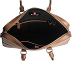 REV_UP! Premium Leather Business Briefcase, Executive Laptop Bag with Dual Handles, Professional Office Document Carrier