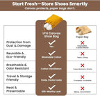 LFH Cotton Rich Shoe Storage Bags with Drawstring, Dustproof Breathable Reusable Organizer, Perfect For Travel, Dorm, Hotel, College, Gym, Easy to Carry, Machine Washable 12"x17" (Pack of 6) - Golden
