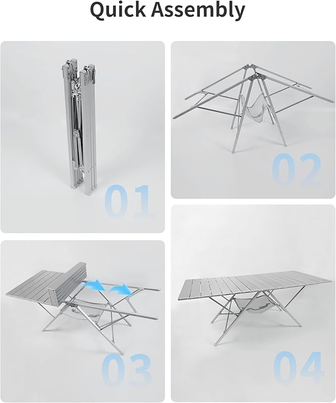 ONEFOREST One-Step Fold Up Camping Table, Portable Folding Camp Table, Lightweight Carry Table for Outdoor Hiking Picnics BBQ Cooking