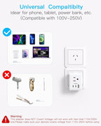 2 Pack Australia New Zealand Power Plug Adapter, Australia Travel Adapter with 3 American Outlets 3 USB Charging Ports (2 USB C), Type I Plug Adapter for US to Australia, Argentina, China