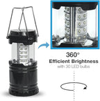 [4-Pack] LED Camping Lantern, Suitable Survival Kits for Hurricane, Emergency Light for Storm, Outages, Outdoor Portable Lanterns, Black, Collapsible Design and 30 LED Lights, APL1424