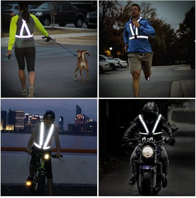 Reflective Vest Running Gear 3Pack, Adjustable Safety Vests High Visible Reflective Belt Straps