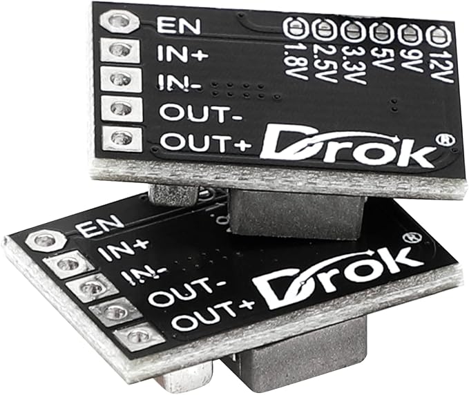 DROK DC 5V Power Converter, 5pcs Mini Voltage Buck Regulator DC 4.5-20V 12V 9V Step Down to 5V Reducer Transformer Board 3A 10W Adjustable Fixed Volt Output Step-Down Power Supply Stabilize