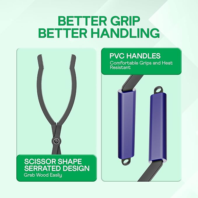 IDZO 40" Fireplace Tongs, Heavy Duty Steel Fire Tongs, Log Grabber, Firewood Tongs & Fire Pit Tools for Fire Pits, Campfires, Fire Rings, Backyard Deck, Suitable for Indoor & Outdoor Use