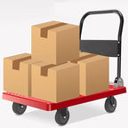 Hand Truck Folding Platform Truck Plastic Deck and Metal Handle Hand Cart with Wheels Foldable Push Trolley for Luggage Parcel Tools Moving Folding Cart