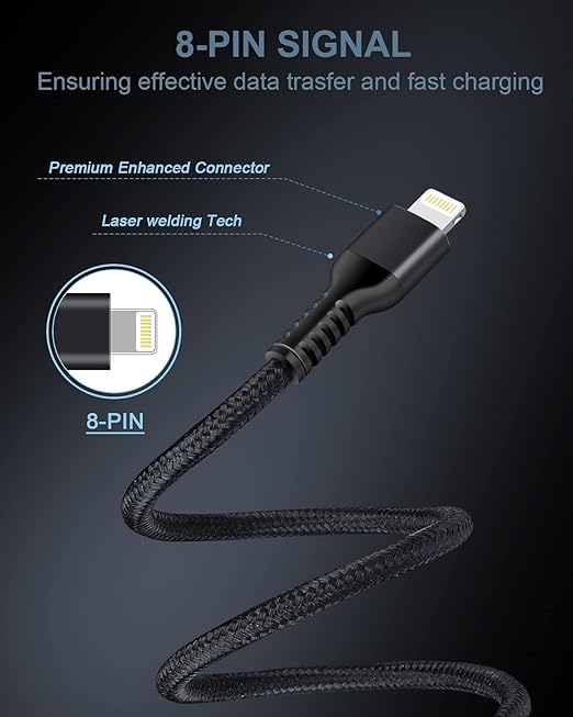 USB A to Lightning Cord, 2Pack/3Ft Nylon Braided iPhone Charger Cable, Apple Approved Fast Charging Power Wire for iPhone 14, 13 Pro Max, 13Pro, 13 Mini, 12 11 10 XR XS X 8 Plus 7 Fast Cargador Chord
