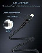 USB A to Lightning Cable-2Pack/6Ft Nylon Braided Long iPhone Charger Chord, Apple Approved Fast Charging Power Cord for iPhone 14, 13 Pro Max, 13Pro, 13, 13 Mini, 12 11 10 XR XS X 8 Plus 7 6 Cargador