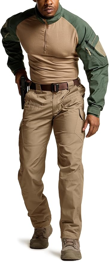CQR Men's Tactical Pants, Water Resistant Ripstop Cargo Pants, Lightweight EDC Work Hiking Pants, Outdoor Apparel