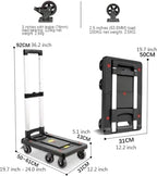 Push Cart Folding Platform Truck Plastic Push Cart Heavy Duty Portable Trolley with Retractable Assis for Luggage Travel Moving Office Platform Hand Truck (Small Black)