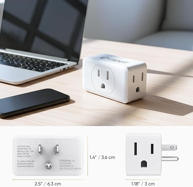 Unidapt Multi Plug Outlet Extender - 3 Way Wall Outlet Splitter, Cruise Ship Approved Power Adapter, Compact Travel Plug Expander for Home, Office, Dorm Room, or Cruise Cabin - White 1-Pack
