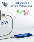 PRAKIE USB C to Lightning Cable 3FT 2Pack iPhone Fast Charger Cable [MFI Certified] 1M USBC to Lightning Apple Type C Charger Cord for iPhone 13 12 11 Pro Max Mini X XS XR 8 Plus 10 SE iPad 8th
