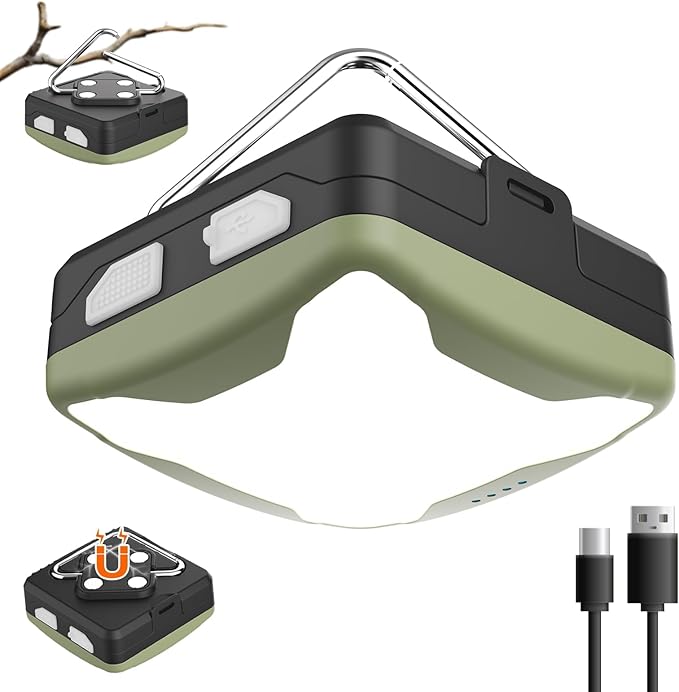 Camping Lantern Rechargeable/3AAA Batteries Tent Light, IPX7 Waterproof LED Lamp with Magnetic Base & Carabiner Hook for Indoor Work Outdoor Hiking Emergency Light Hurricane (ComPuck)