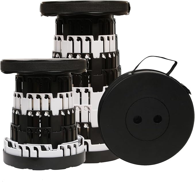 2025 Collapsible Stool Chair, Upgraded Folding Stool for Adults Lightweight, Sturdy, Adjustable, Portable, Foldable Seat Sturdy Stools for Outdoor Camping Fishing Hiking Gardening BBQ