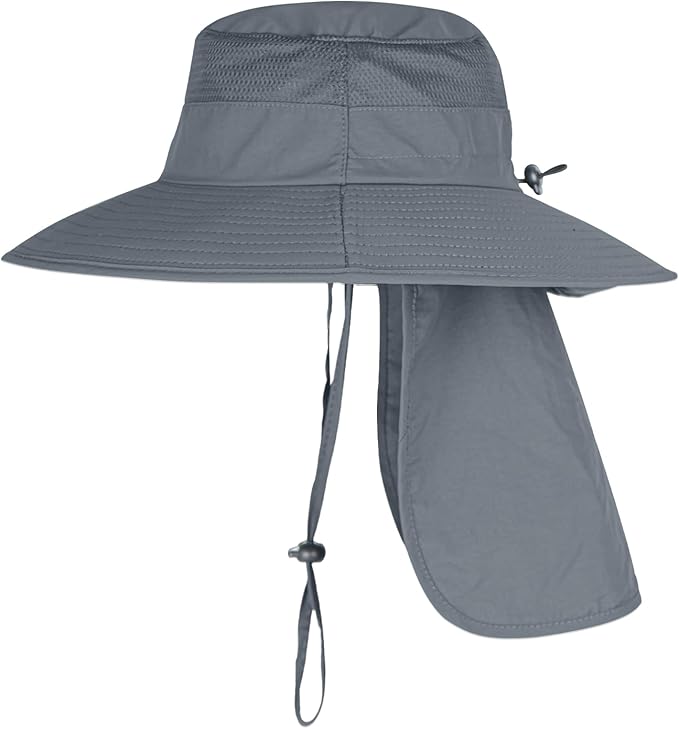 Sun Hats for Men Women Fishing Hat UPF 50+ Breathable Wide Brim Bucket Hats Summer UV Protection Safari Hat with Neck Flap