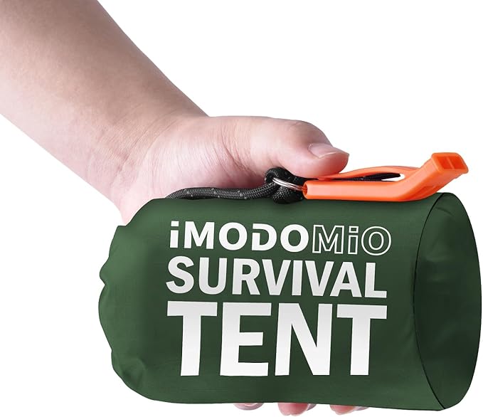 Emergency Survival Tent Life Shelter - 2 Person Mylar Emergency Shelter Tube Tent with Emergency Whistle & Paracord, All-Weather Essential Survival Gear for Camping, Hiking & Survival Kits