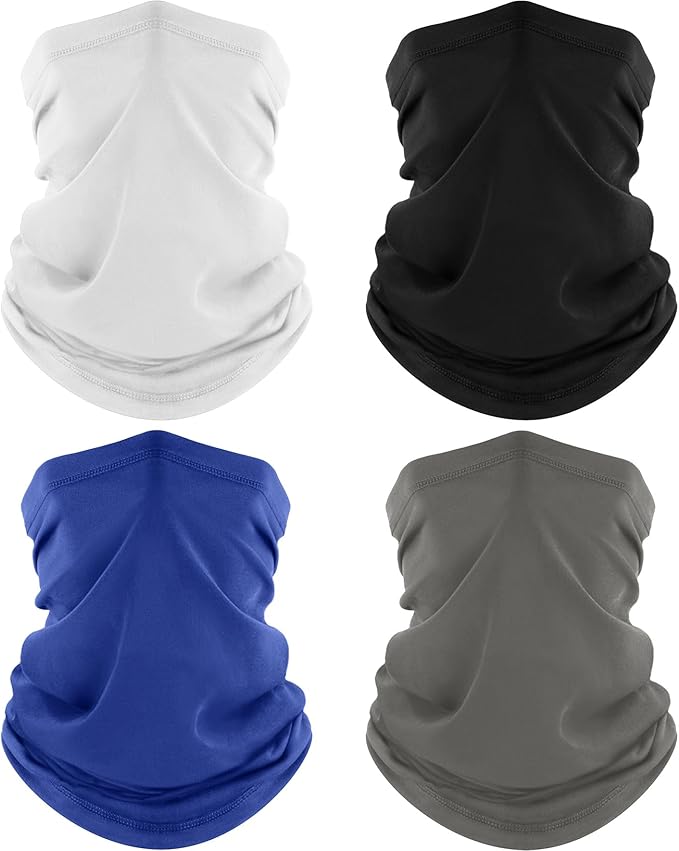 4 Pack Neck Gaiter, Cooling Breathable Face Mask UV Protection Scarf Hiking Bandana for Men/Women