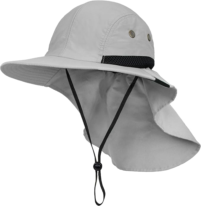 SUN CUBE Sun Hat for Men, Wide Brim Fishing Hat Neck Flap Cover Men, Women, Hiking, Camping, Sun Protection UV, Gardening