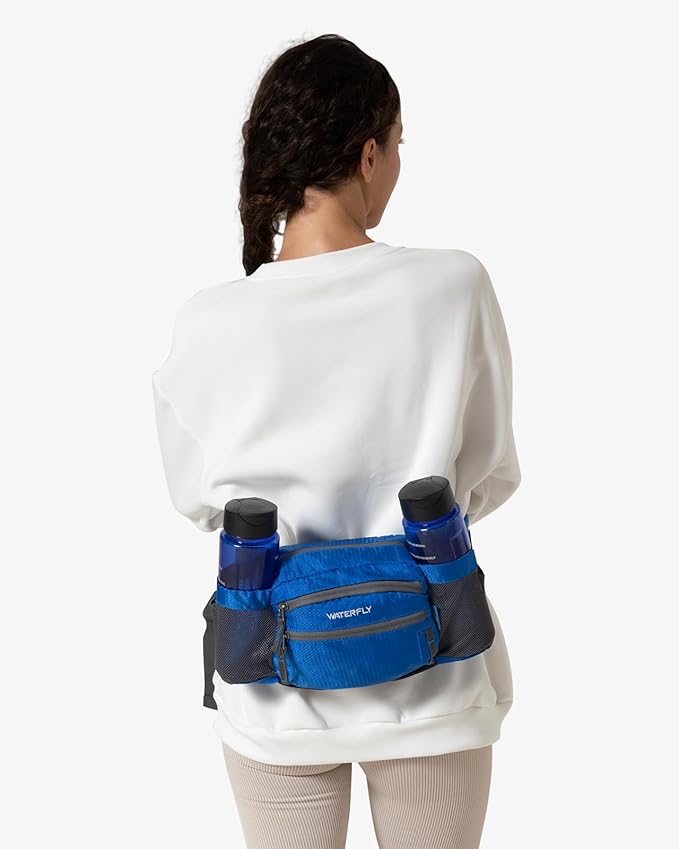 WATERFLY Fanny Pack Waist Bag: Waist Pack for Women Men with Two Water Bottle Holder Hiking Fanny Pack for Running Walking DogWalking Travel Cycling