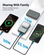 for Magsafe Portable Charger, Aluminum Alloy Small 10000mAh 20W PD Magnetic Power Bank, USB-C in&Out Wireless Battery Pack Phone Charger for iPhone 17/16/15/14/13/12 Plus Pro Max Series -Gray