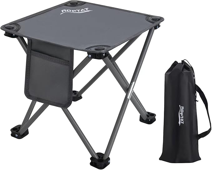 Roptat Camping Stool,Portable Folding Compact Lightweight Stool Seat for Camping Fishing Hiking Gardening Outdoor Walking Backpacking Travelling and Beach with Carry Bag (Grey)