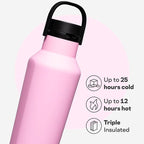 Corkcicle Sport Canteen - Keeps Drinks Cold 25 Hours - Stainless Steel Water Bottle - Triple-Insulated - Spill-Proof - Summer Drinkware Gift - Keeps Drinks Ice Cold - 32 oz - Sun-Soaked Pink