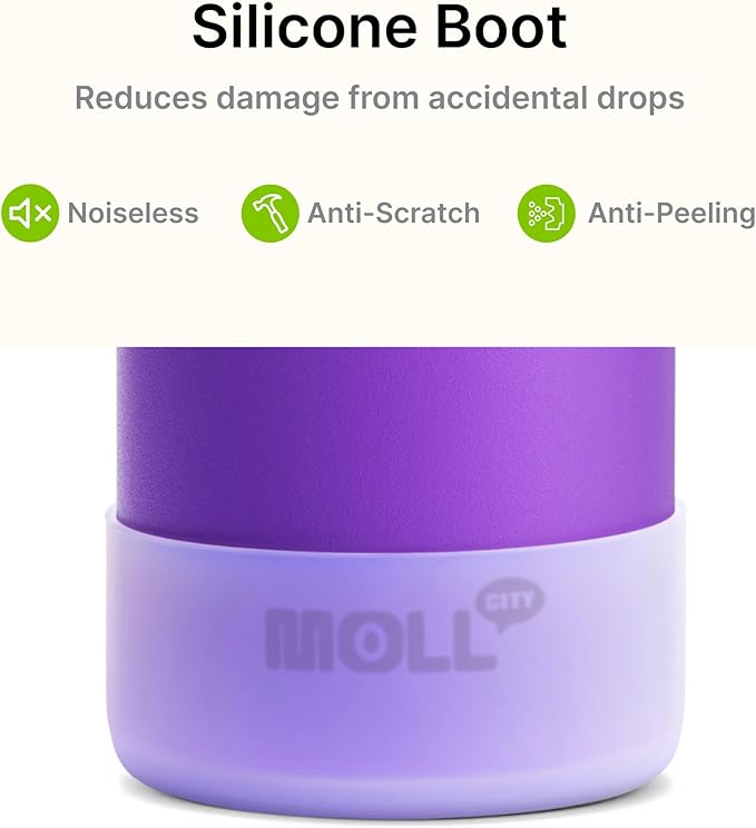 Insulated Water Bottle-22 oz Stainless Steel Double Wall Vacuum Wide Mouth Water Bottle with Spout Lid-Metal Leak Proof Flask for Travel (Purple)