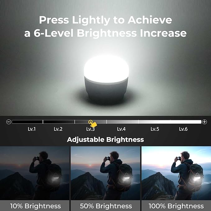 LED Camping Lantern, 8000mAh Rechargeable Camping Tent Light with 4 Light Modes, 6 Brightness Adjustable Tent Lamp, Waterproof Emergency Hanging Lantern for Hurricane, Power Outages, Home, Hiking