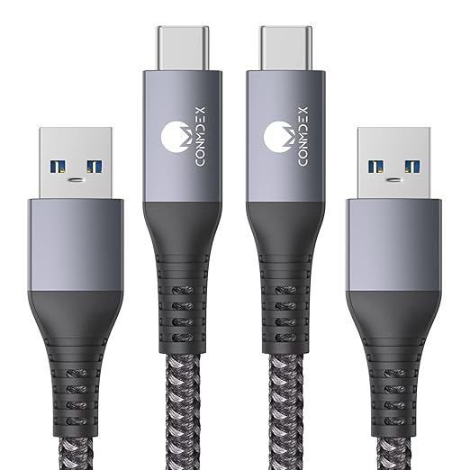 CONMDEX Android Auto USB Cable [4ft, 2Pack] 10Gbps USB 3.1 Gen 2 USB A to USB C Data Transfer Type C Cord, 3A Fast Charging CarPlay Cable for iPhone 17 16 Pro Max, Galaxy S25 Ultra S25+