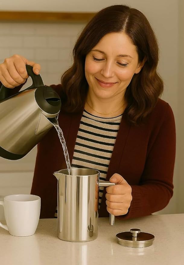 VIA CREMA French Press Coffee Maker, Stainless Steel, 800ml/27oz
