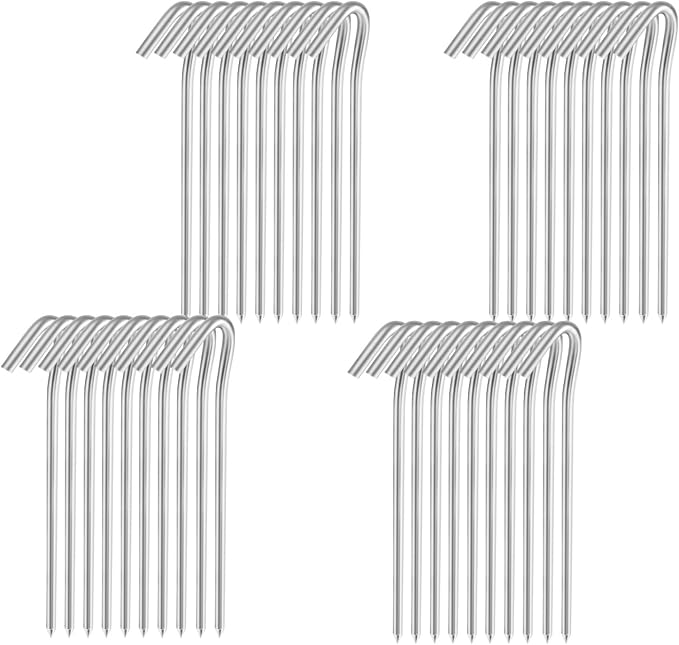 7" Tent Stakes, Heavy Duty Tarp Camping Stakes, Galvanized Metal Pegs for Outdoor Decorations, 40 PCS