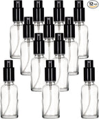 YIZHAO Clear Glass Spray Bottles 1oz, with Small Fine Mist Spray, Metal Cap, Refillable for Essential Oil,Travel,Cleaning,Perfume,Aromatherapy,Makeup – 12 Pcs