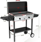 Bestfire 2 Burner Outdoor Propane Gas Stove with Auto Ignition & Regulator, 150,000 BTU High-Pressure Stand Cooker with Flat Top Grill Griddle & Shelf, Portable Cast Iron Burner for Canning & Frying