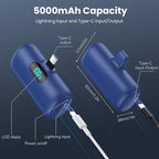 Mini Portable Charger 5000mAh Power Bank,15W PD USB C Cell Phone Portable Power, LCD Display Battery Pack Compatible With iPhone 15/15 Plus/15 Pro/15 Pro Max/Android/Samsung/Moto/LG (Type-C Only)