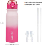 BJPKPK Insulated Water Bottle 25oz Stainless Steel Water Bottles With Straw And Carry Handle Double Wall Metal Thermo